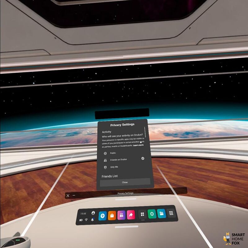 Oculus/ Meta Quest 2 Datenschutzeinstellungen Screenshot